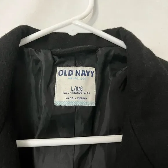 Old Navy Black Button Closure Trenchcoat Size L Tall - Picture 6 of 7